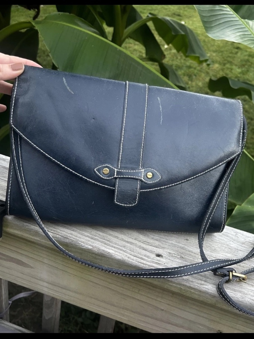 Vtg Liz Claiborne Leather Shoulder Crossbody Bag Purse Macy Magnetic 7x12x2 Gold